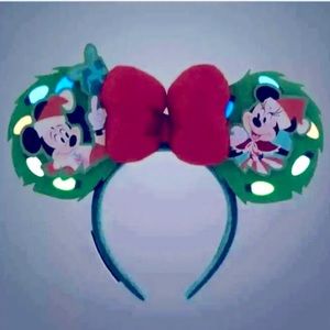 NWT Disney Parks 2023 Christmas Mickey Minnie Mouse Bow Ear Headband Loungefly